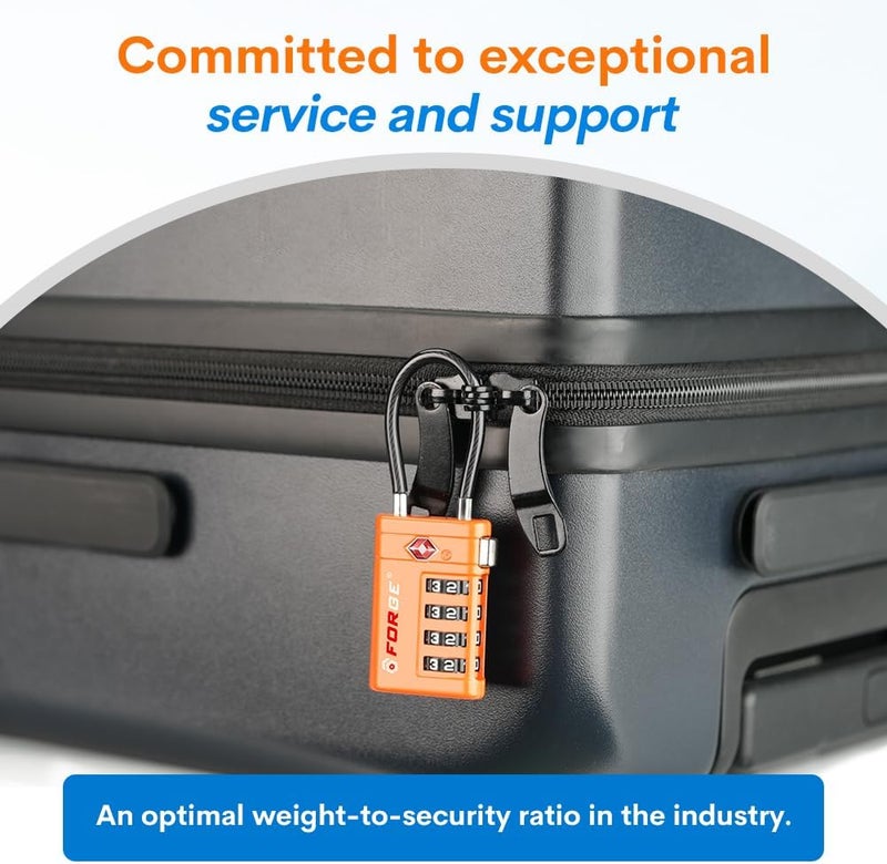 Forge TSA Approved Luggage Locks 4 Digit Combination TSA Travel Locks with TSA008, Open Alert Indicator, Zinc Alloy Body for Luggage, Suitcase, Backpack, and More. 3 Color 6 Locks. - Image 5